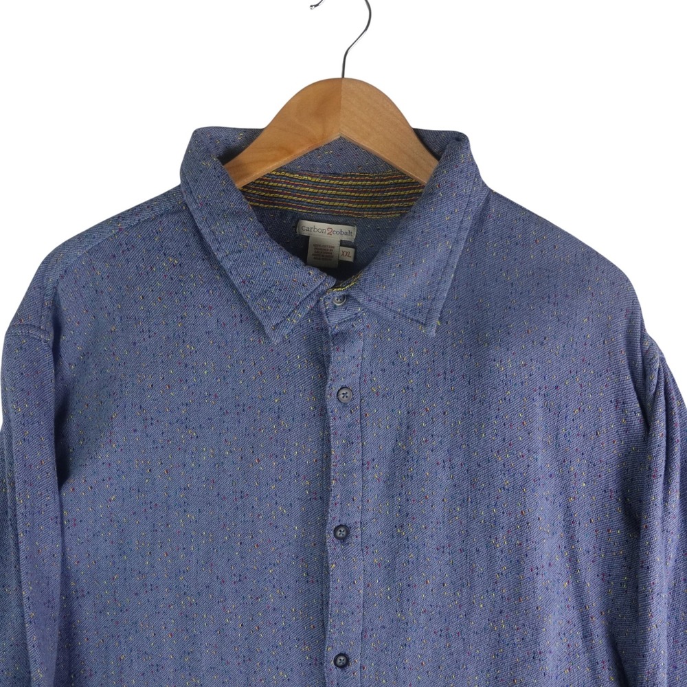 Carbon 2 Cobalt Mens XXL Blue Multi Color Speckled Cotton‎ Button Down Shirt